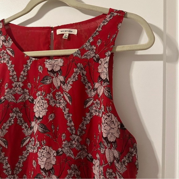 Max Studio Red Floral Keyhole Back Tank Top Women’s Size Large Spring Feminine - Picture 5 of 13